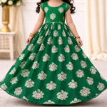 Floral Print Georgette fabric - Forest Green - Image 3