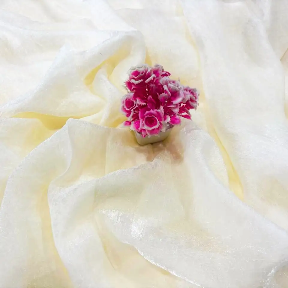 Crush Fendy Silk Fabric - Half White 1 Crush Fendy Silk Fabric - Half White - Image 1