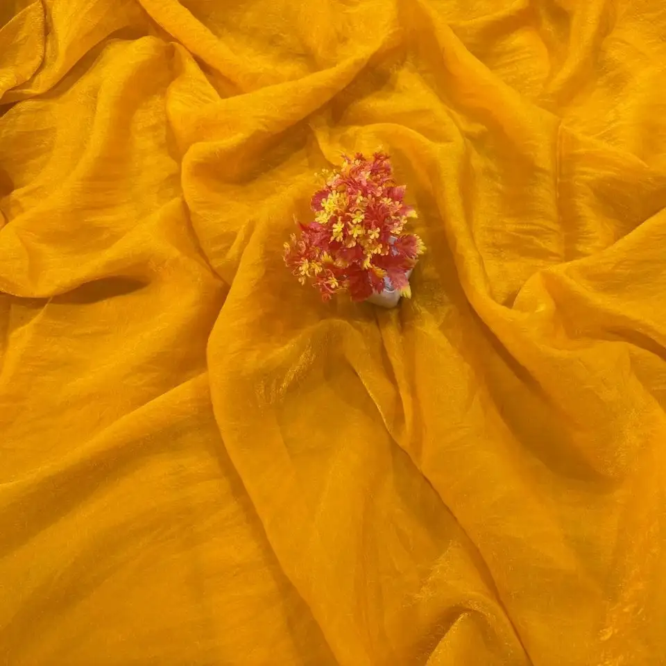 Crush Fendy Silk Fabric - Vibrant Yellow 1 Crush Fendy Silk Fabric - Vibrant Yellow - Image 1