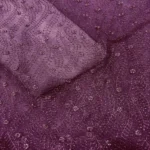 Floral Embroidery Net Fabric - Wine Purple