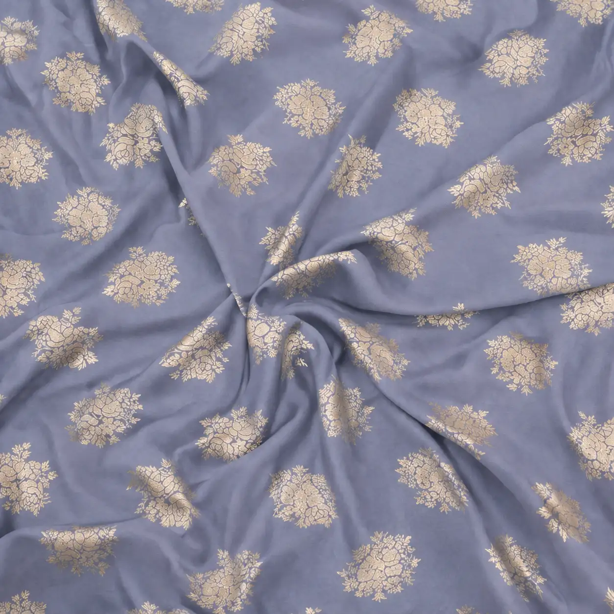 Floral Print Georgette Fabric-Cool Grey 1 Floral Print Georgette fabric - Cool Grey - Image 1