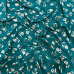 Floral Print Georgette fabric - Teal Green