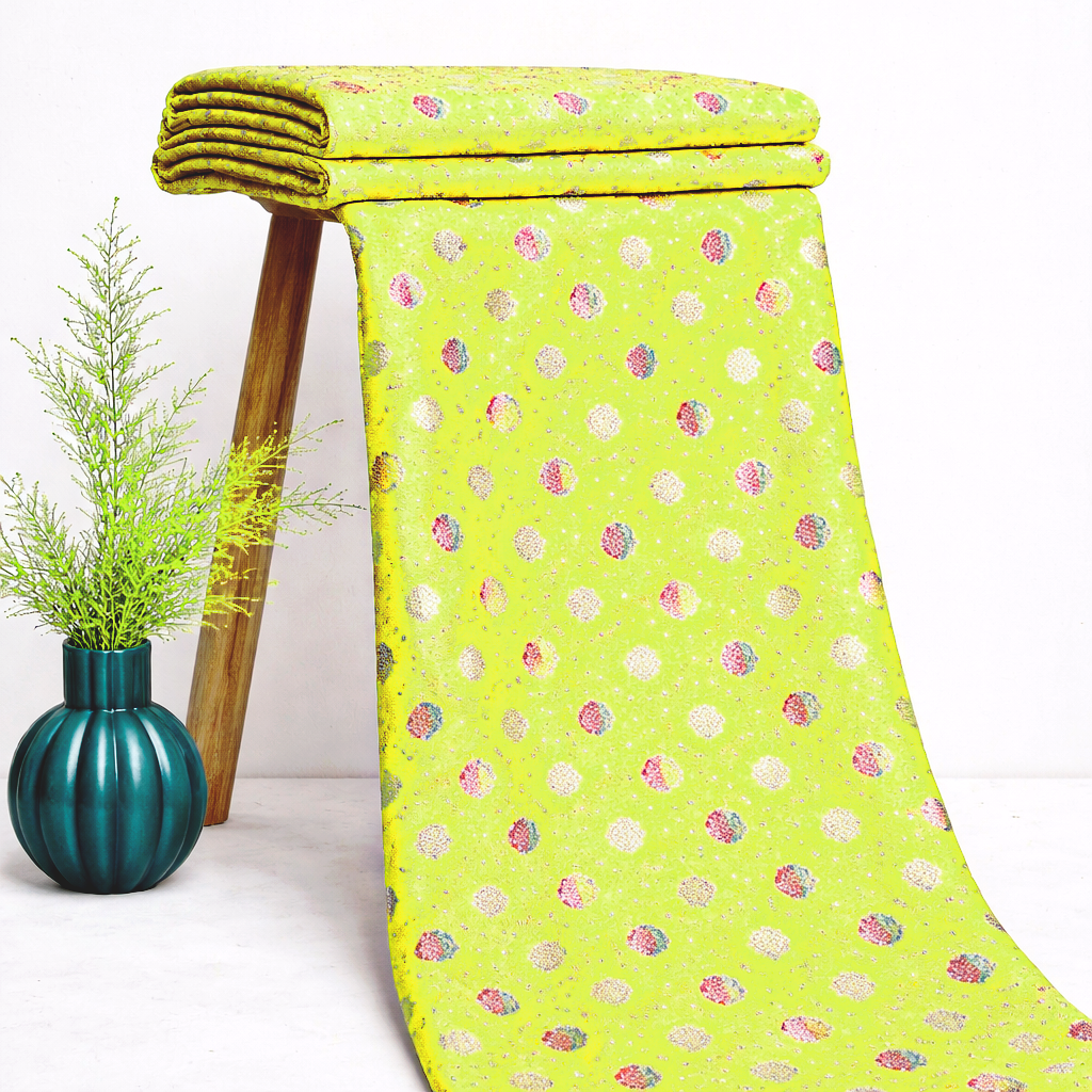 IMG_20260324_191643 Pure Banarasi Brocade Fabric - Lemon Yellow - Image 1