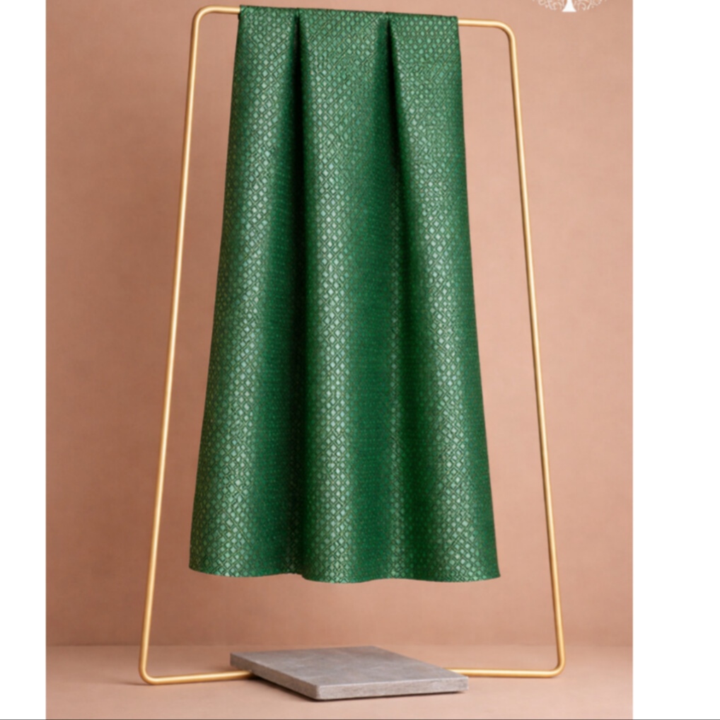 IMG_20260401_171139.jpg Banarasi Brocade Fabric - Rich Emerald Green - Image 1