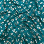 Floral Print Georgette fabric - Teal Green