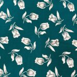 Floral Print Georgette fabric - Teal Green - Image 2