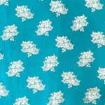 Floral Print Georgette fabric - Turquoise Blue - Image 2
