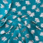 Floral Print Georgette fabric - Turquoise Blue