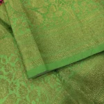 Kalamkari Silk With Banarasi Border Fabric - Hot Pink - Image 3