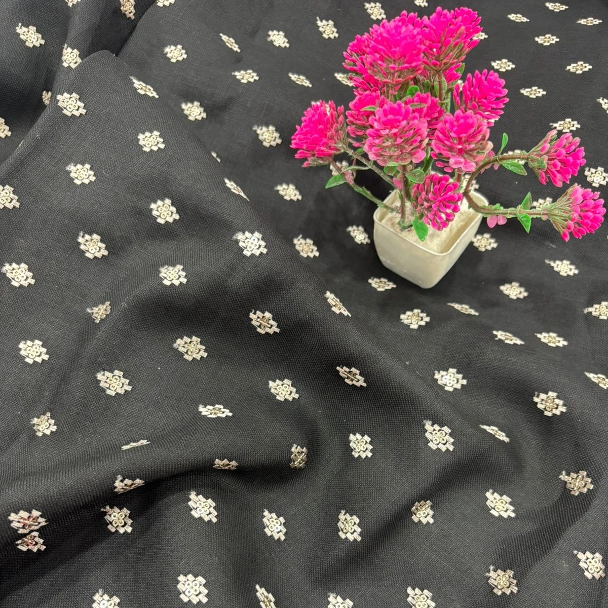 Linen Thread Work Black Linen Thread Work - Black - Image 1