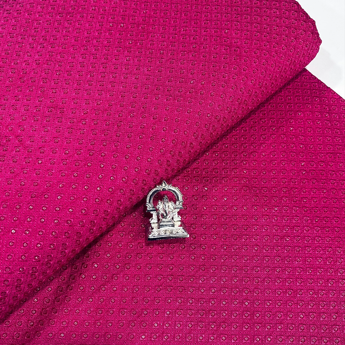 Sequins Embroider Raw Silk Deep Pink Sequins Embroidery Raw Silk - Deep Pink - Image 1