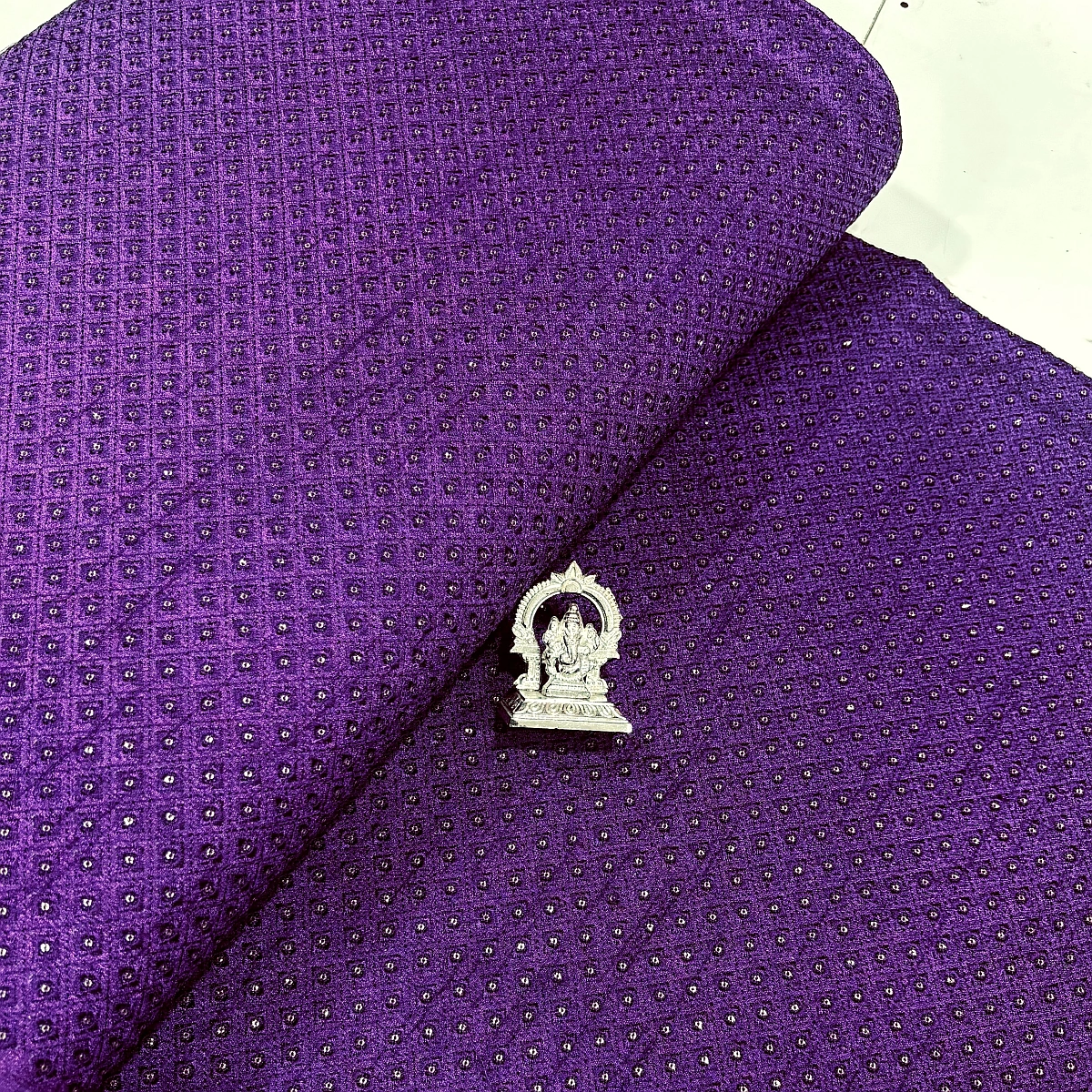 Sequins Embroider Raw Silk Royal violet3 Sequins Embroidery Raw Silk - Royal Violet - Image 1