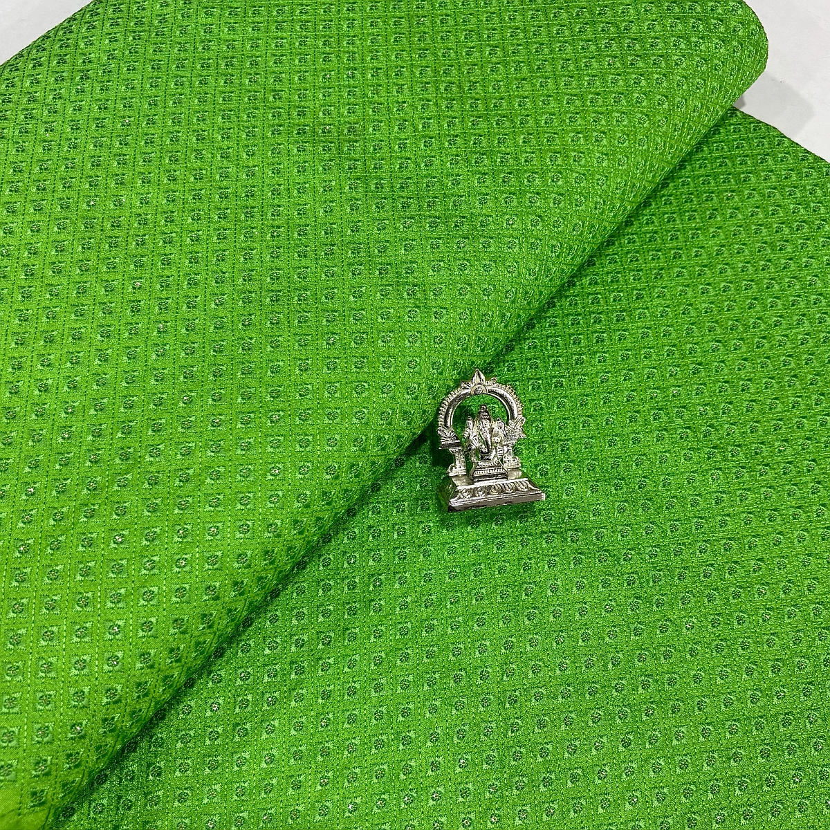 Sequins Embroider Raw SilkParrot Green 2 Sequins Embroidery Raw Silk - Parrot Green - Image 1