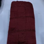 Vichitra Silk Fur Pattern Fabric - Maroon - Image 2