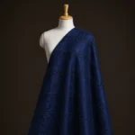 Vichitra Silk Fur Pattern Fabric - Navy Blue