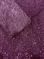 Floral Embroidery Net Fabric - Wine Purple - Image 2