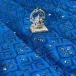 Zari Work Raw Silk Fabric - Blue