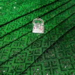 Zari Work Raw Silk Fabric - Green