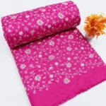 Chanderi Silk With Silver Zari Work Fabric - Barbie Pink
