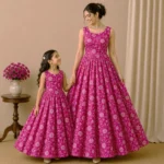 Chanderi Silk With Silver Zari Work Fabric - Barbie Pink - Image 2