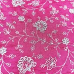 Chanderi Silk With Silver Zari Work Fabric - Barbie Pink - Image 3