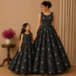 Chanderi Silk With Silver Zari Work Fabric – Black - Image 2