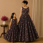 Chanderi Silk With Silver Zari Work Fabric – Dark Chocolate Brown - Image 2