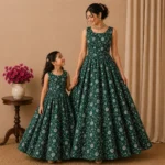 Chanderi Silk With Silver Zari Work Fabric – Dark Green - Image 2