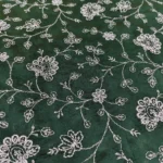 Chanderi Silk With Silver Zari Work Fabric – Dark Green - Image 3