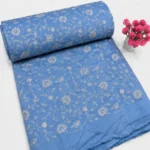 Chanderi Silk With Silver Zari Work Fabric – Glaucous Blue