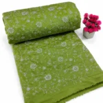 Chanderi Silk With Silver Zari Work Fabric – Parrot Green