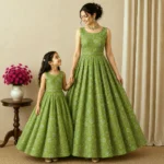 Chanderi Silk With Silver Zari Work Fabric – Parrot Green - Image 2