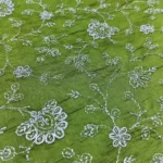 Chanderi Silk With Silver Zari Work Fabric – Parrot Green - Image 3