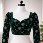 Cutdana Embroidery Velvet Fabric - Dark Green - Image 2