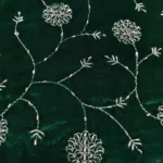Cutdana Embroidery Velvet Fabric - Dark Green - Image 4