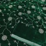 Cutdana Embroidery Velvet Fabric - Dark Green - Image 5