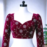 Cutdana Embroidery Velvet Fabric - Deep Pink - Image 2