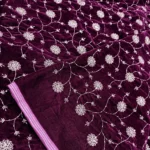 Cutdana Embroidery Velvet Fabric - Deep Plum - Image 5