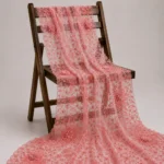 Floral Embroidery Net Fabric - Coral Pink