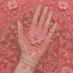 Floral Embroidery Net Fabric - Coral Pink - Image 2