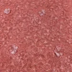 Floral Embroidery Net Fabric - Coral Pink - Image 4