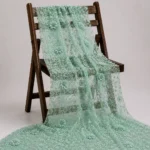 Floral Embroidery Net Fabric - Fresh Sage Green