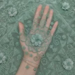 Floral Embroidery Net Fabric - Fresh Sage Green - Image 2