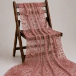 Floral Embroidery Net Fabric - Wine