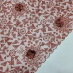 Floral Embroidery Net Fabric - Wine - Image 3