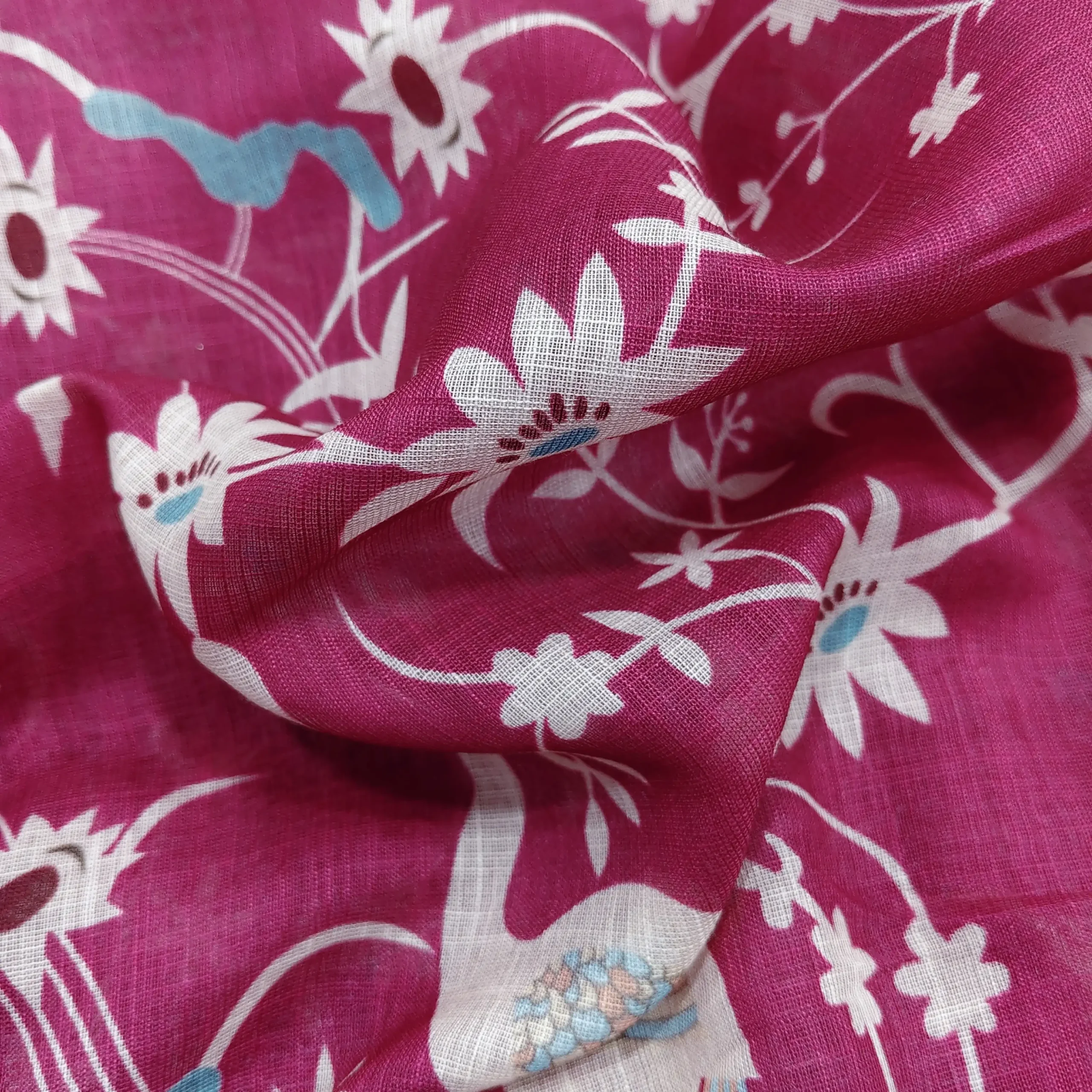 Linen Digital Print Fabric - Magenta Pink 1 Linen Digital Print Fabric - Magenta Pink - Image 1