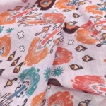 Linen Digital Print Fabric - Pink Lace