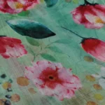 Linen Digital Print Fabric - Turquoise Green - Image 3