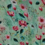 Linen Digital Print Fabric - Turquoise Green - Image 5