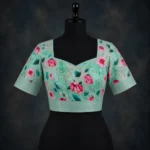 Linen Digital Print Fabric - Turquoise Green - Image 6